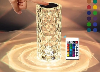 Odzeni Crystal Rose Diamond 16 Color Rgb Changing Mode Led Night Lights – Usb Remote And Touch Control Desk Lamp