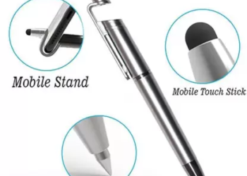 Mobile Touch Stick (3 in 1, Silver color body) Multi-function Pen  (Black)