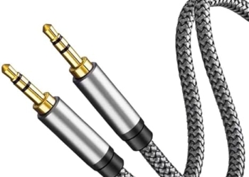 3.5mm Audio Cable Nylon Braided 24K Gold Plated Aux Cord Male to Male Stereo Hi-Fi Sound for Headphone, Car, Home Stereos, Speakers & More 1M (Multi color)