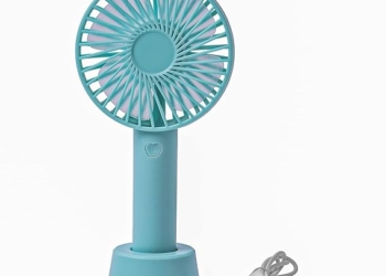 Mini Portable USB Hand Fan Built-in Rechargeable Battery Operated Fan with Standing Holder Handy Base For Home, Office &Travel (Multicolor)