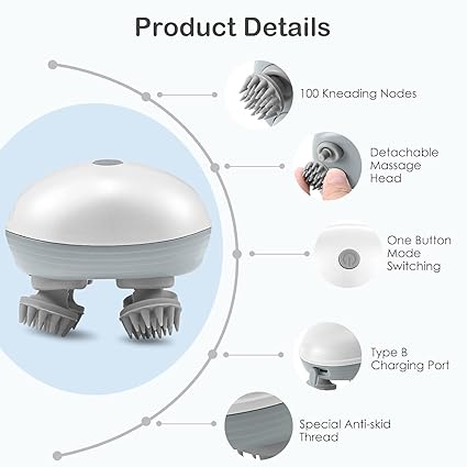 610sWwt9uUL._SX425_ Electric Head,Scalp Massager| Rechargeable Head Kneading Massage Machine| 3 Speed Mode Handheld,Scalp Body Massager for Hair Growth,Deep Clean & Stress Relaxation
