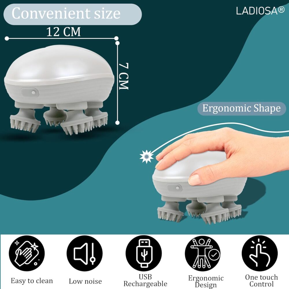 71Kf3ix420L._SL1500_ Electric Head,Scalp Massager| Rechargeable Head Kneading Massage Machine| 3 Speed Mode Handheld,Scalp Body Massager for Hair Growth,Deep Clean & Stress Relaxation